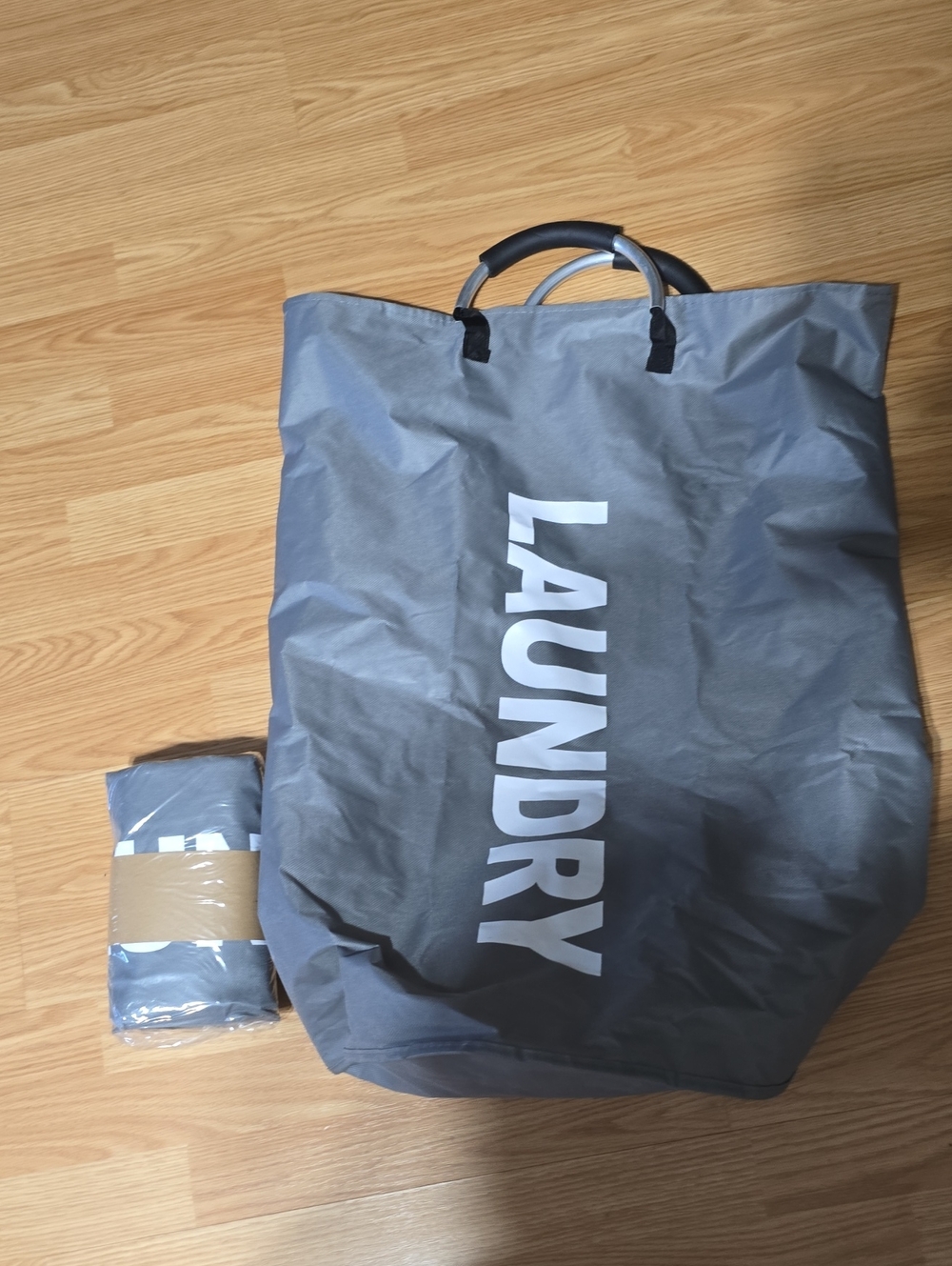 Gray LAUNDRY Tote Bag with Handles